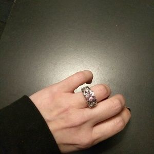 Sterling silver pink heart ring